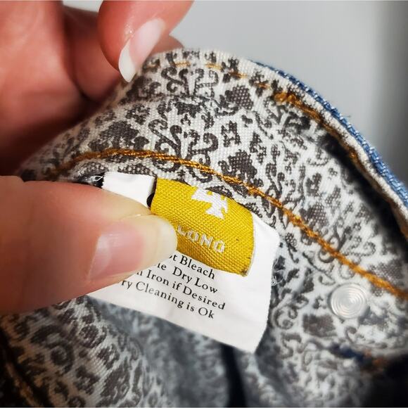 Iron Horse Jeans Straight Leg Denim Contrast Stitching Women's 4 Long Mid Wash - Picture 15 of 16